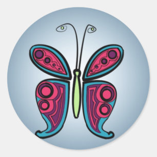 Calcomanía clásica redonda de mariposa