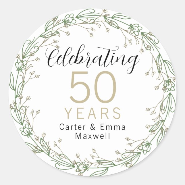 Calcomanía clásica redonda del 50 aniversario (Anverso)