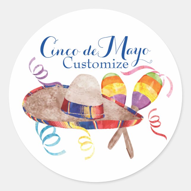 Calcomanía clásica redonda del Cinco de Mayo (Anverso)