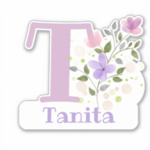 Calcomanía con el nombre Tanita con la letra T
