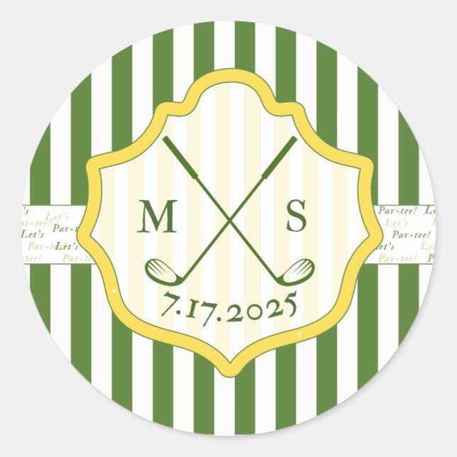 Calcomanía con escudo personalizado tema de golf (Anverso)