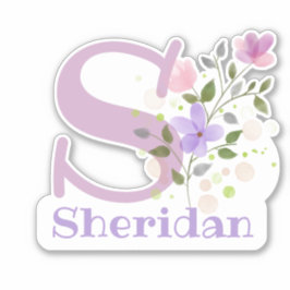 Calcomanía con la letra S Nombre Sheridan