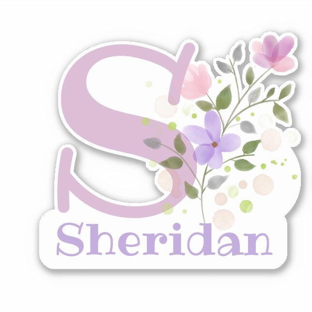 Calcomanía con la letra S Nombre Sheridan (Anverso)