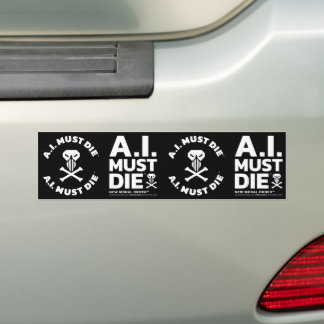 Calcomanía con logo de A.I. Must Die™ (fuente blan