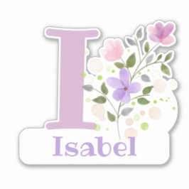 Calcomanía con nombre e inicial con diseño floral