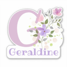 Calcomanía con nombre e inicial con diseño floral