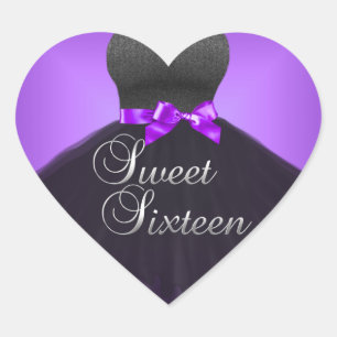 Calcomanía Corazón Dulce 16 Dieciséis Vestido Púrp