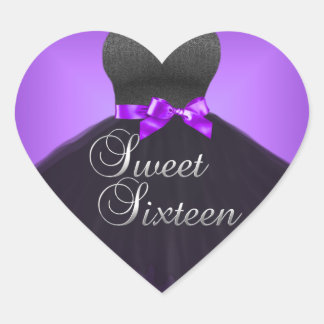 Calcomanía Corazón Dulce 16 Dieciséis Vestido Púrp