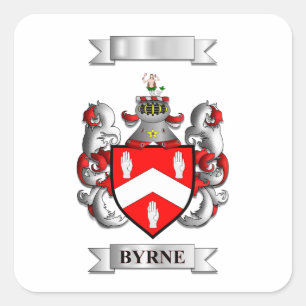 Calcomanía cuadrada apellido Byrne y escudo