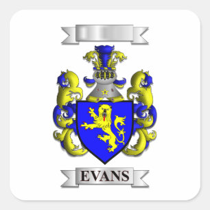 Calcomanía cuadrada Apellido de la familia Evans y