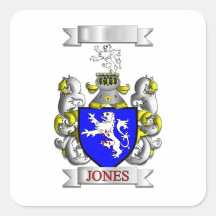 Calcomanía cuadrada Apellido de la familia Jones y