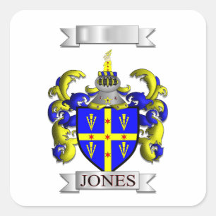 Calcomanía cuadrada Apellido de la familia Jones y