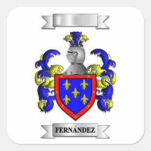 Calcomanía cuadrada Apellido Fernandez y Escudo