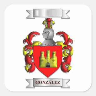Calcomanía cuadrada Apellido Gonzalez y Escudo