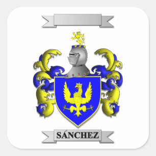 Calcomanía cuadrada Apellido Sanchez y Escudo