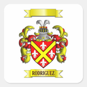 Calcomanía cuadrada Apellido y escudo de la famili