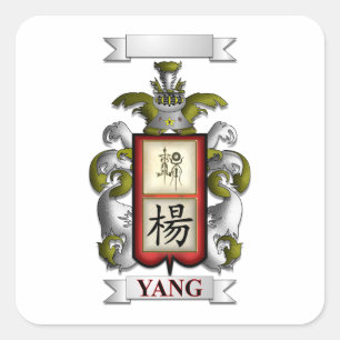 Calcomanía cuadrada Apellido Yang y Escudo