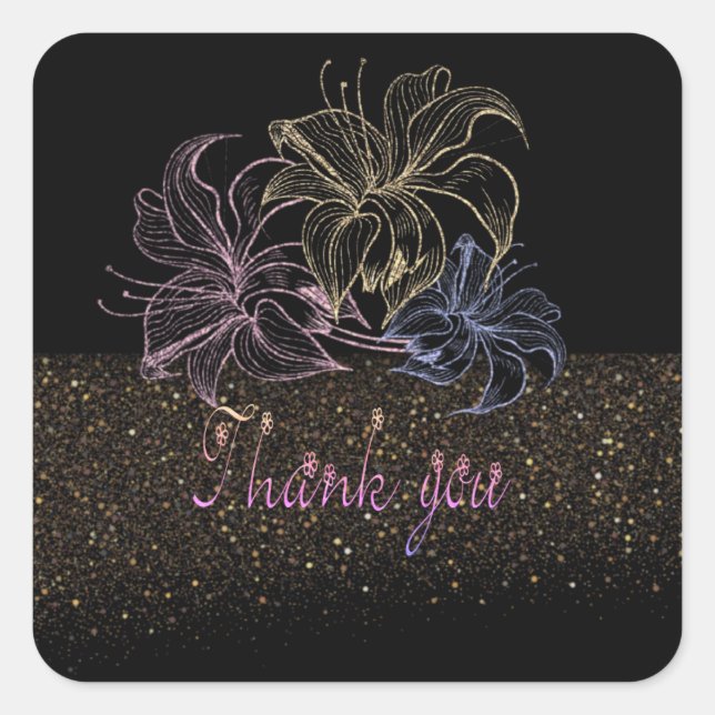 Calcomanía cuadrada con agradecimento (Anverso)