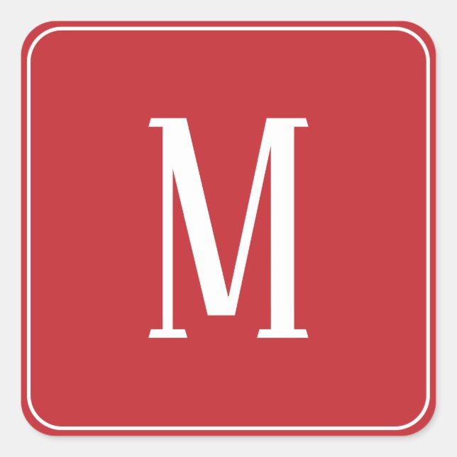 Calcomanía cuadrada con monograma blanco sobre fon (Anverso)