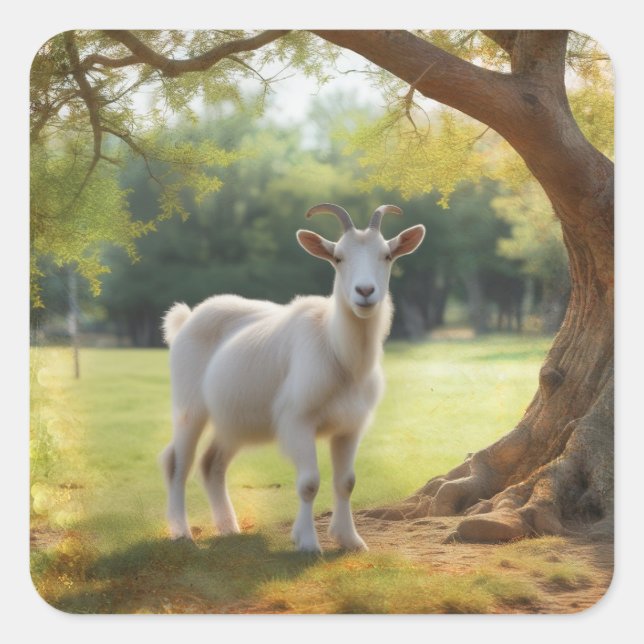 Calcomanía cuadrada de amante de las cabras (Anverso)