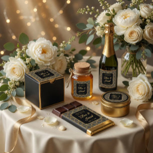 Calcomanía cuadrada de boda estilo bordado Art Déc