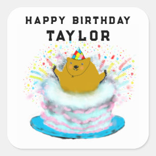 Calcomanía cuadrada de cumpleaños del Día de la Ma
