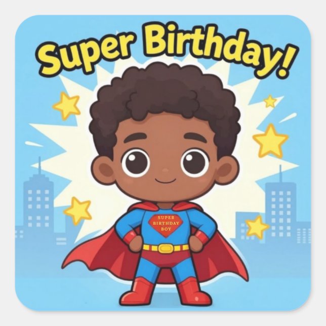 Calcomanía cuadrada de cumpleaños superdivertido (Anverso)