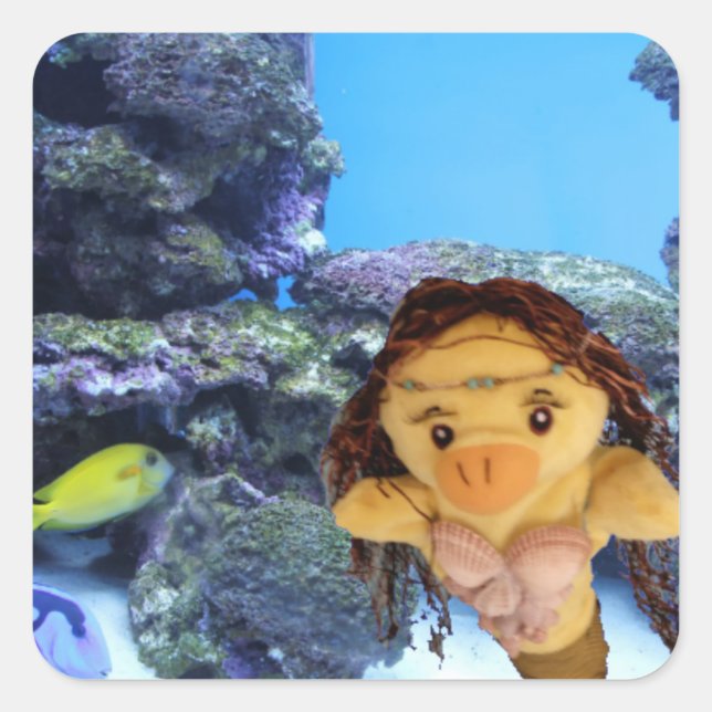 Calcomanía cuadrada de Danni la sirena (Anverso)