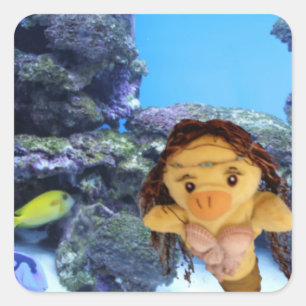 Calcomanía cuadrada de Danni la sirena