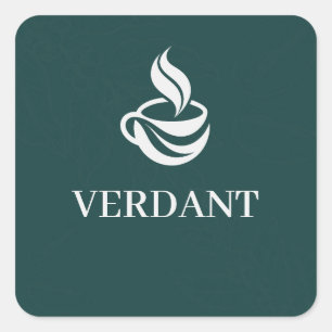 Calcomanía cuadrada de embalaje de café con logoti