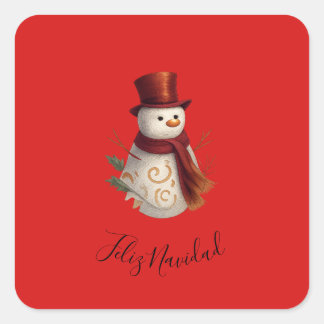 Calcomanía cuadrada de Feliz Navidad - Feliz Navid