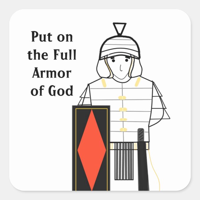 Calcomanía cuadrada de la armadura de Dios (Anverso)