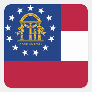 Calcomanía cuadrada de la bandera de Georgia