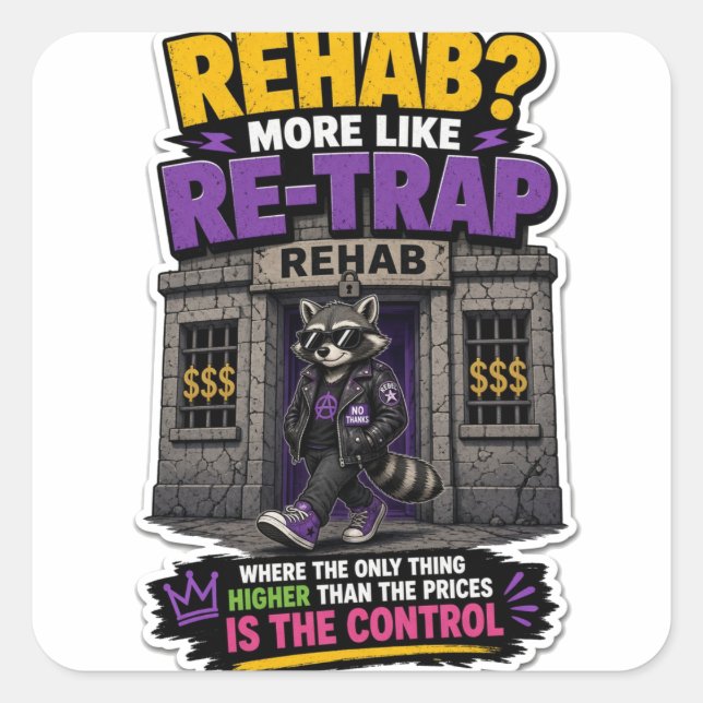 Calcomanía cuadrada de mapache Anti AA Re-Trap (Anverso)