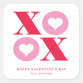calcomanía cuadrada de San Valentín xoxo