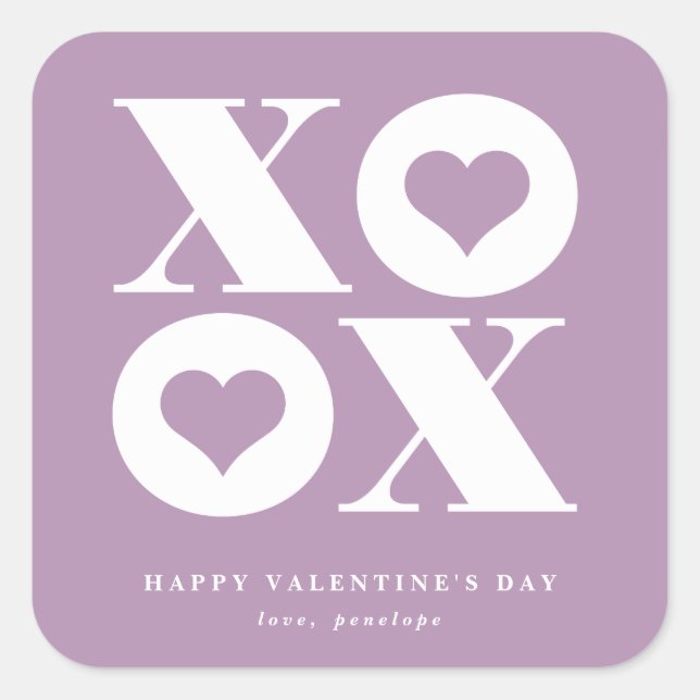 calcomanía cuadrada de San Valentín xoxo (Anverso)
