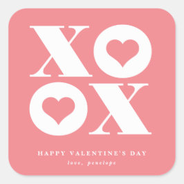 calcomanía cuadrada de San Valentín xoxo