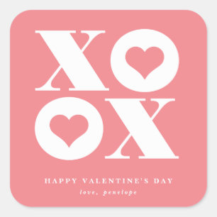 calcomanía cuadrada de San Valentín xoxo
