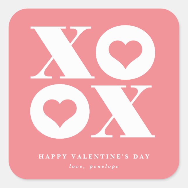 calcomanía cuadrada de San Valentín xoxo (Anverso)