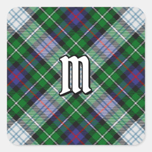 Calcomanía cuadrada de tartán de vestido de Clan M