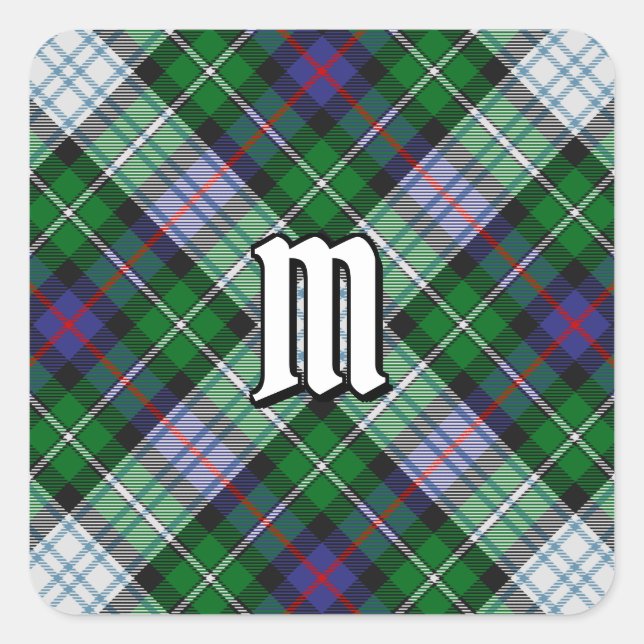 Calcomanía cuadrada de tartán de vestido de Clan M (Anverso)