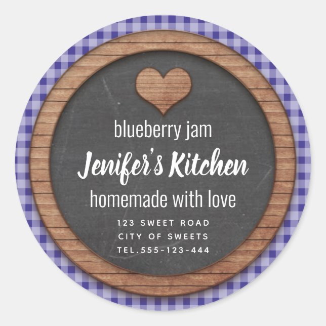 Calcomanía cuadrada de tiza de cuadros corazón mer (Anverso)