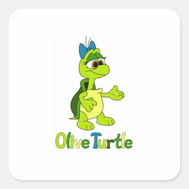 Calcomanía cuadrada de tortuga oliva (Anverso)