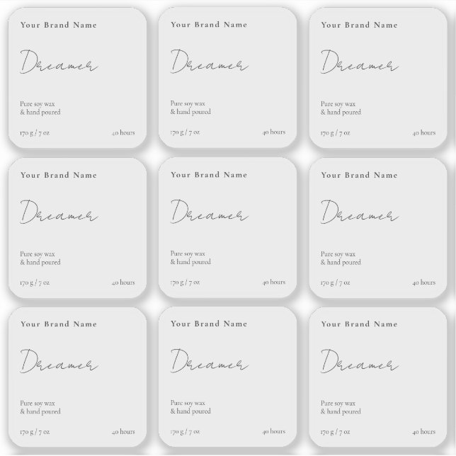 Calcomanía cuadrada de vela transparente minimalis (Anverso)