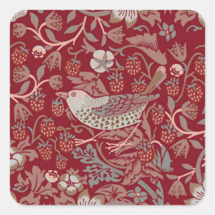 Calcomanía cuadrada de William Morris Strawberry T