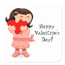 Calcomanía cuadrada del Día de San Valentín del co