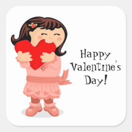 Calcomanía cuadrada del Día de San Valentín del co