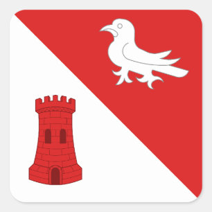 Calcomanía cuadrada del emblema de la población de