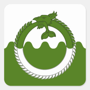 Calcomanía cuadrada del emblema de la población de