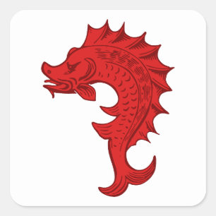Calcomanía cuadrada del emblema de la población de